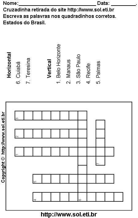 Cruzadinha Para Imprimir Os Estados Do Brasil P Gina N