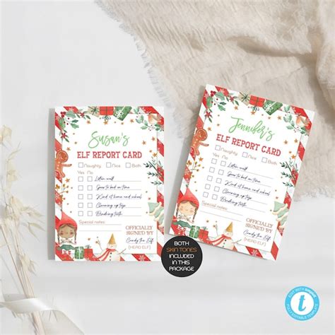 Santa Report Card Etsy