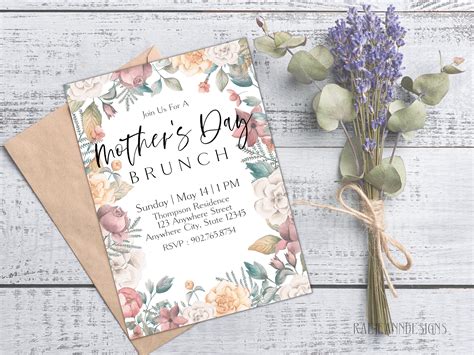 Mothers Day Invitation Mothers Day Tea Invitation Mothers Day Brunch Invitation Editable Mothers