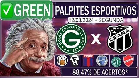 GREEN PALPITES DE FUTEBOL PARA HOJE DIA 12 08 2024 GOIÁS x CEARÁ