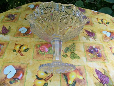 Vintage Crystal Footed Fruit Bowl Clear Glass Pedestal Compote - Etsy