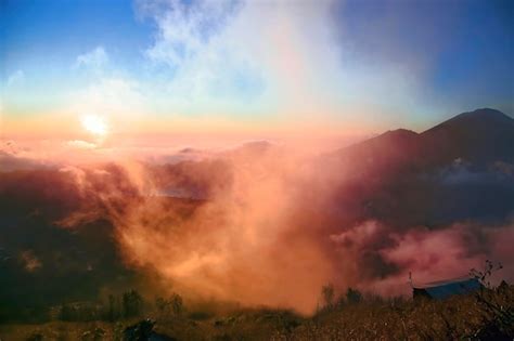 Premium Photo Scenic View Of Agung Volcano And Batur Lake At Mist