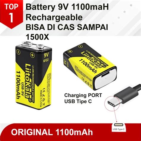 Jual Baterai Kotak 9v Rechargeable 1100maH Charge Cas Battery 9 Volt