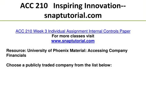 PPT ACC 210 Inspiring Innovation Snaptutorial Pptx PowerPoint