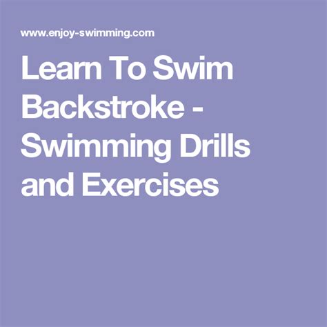 Learn To Swim Backstroke Swimming Drills And Exercises Backstroke