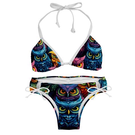 Owl Detachable Sponge Adjustable Strap Bikini Set Two Pack For Any