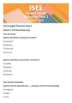 ISEE Lower Level Test Prep 2023 2024 Printable PDF Study Guide