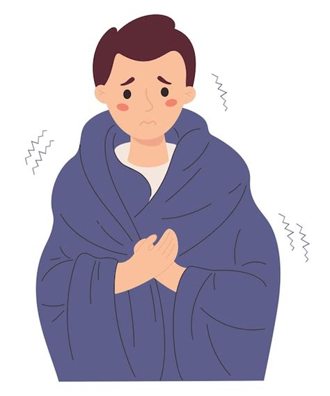 Premium Vector Unhappy Man Wrapped In Blanket Freezing And Trembling