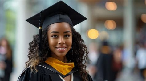 A Graduate With Curly Hair Wearing A Graduation Cap Premium AI