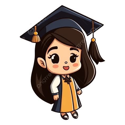 Graduation Ceremony Png Image Cartoon Girl Attending Graduation ...