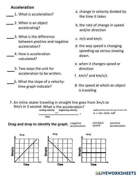 Velocity Acceleration Worksheets Worksheets Library