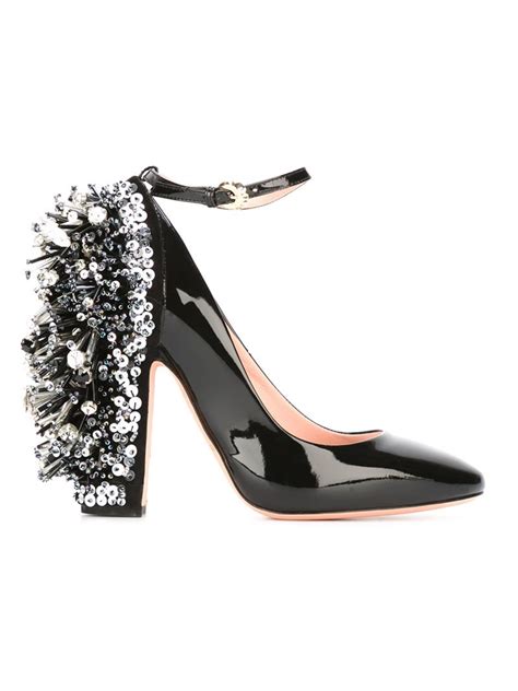 Rochas Embellished Heel Pumps In Black Save 60 Lyst