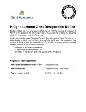 Fillable Online Transact Westminster Gov Neighbourhood Area Designation