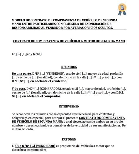 Modelo De Contrato De Compraventa De Veh Culos Usados Entre