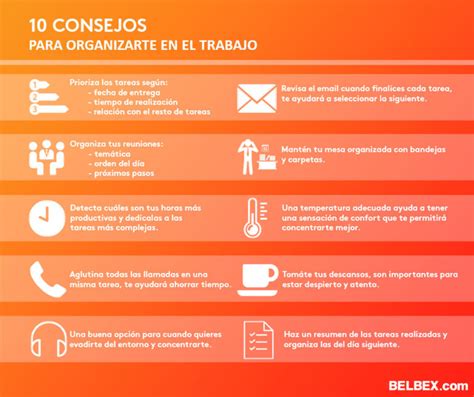 Infografía 10 Consejos para organizarte en la oficina y ser productivo