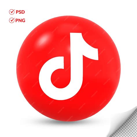 Premium PSD | 3d round red color tiktok logo icon social media