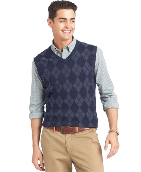 Izod Textured Argyle Sweater Vest In Blue For Men Lyst