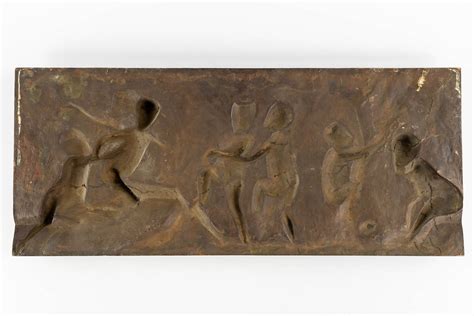 Bacchanale scène met Putti een gepatineerde bronze plaquette in de