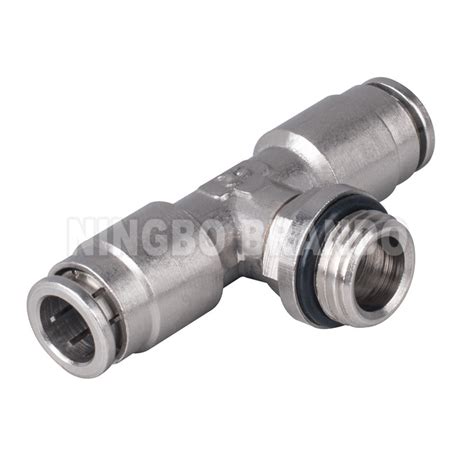 Male Branch Tee Push In Nickel Plated Brass Pneumatic Air Hose Fitting