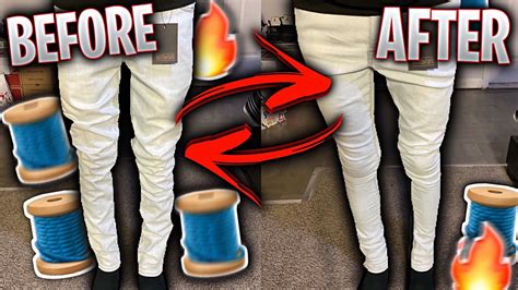 How To Self Taper Your Jeans And Pants 🔥🧵 Making Baggy Jeans Skinny Diy Youtube