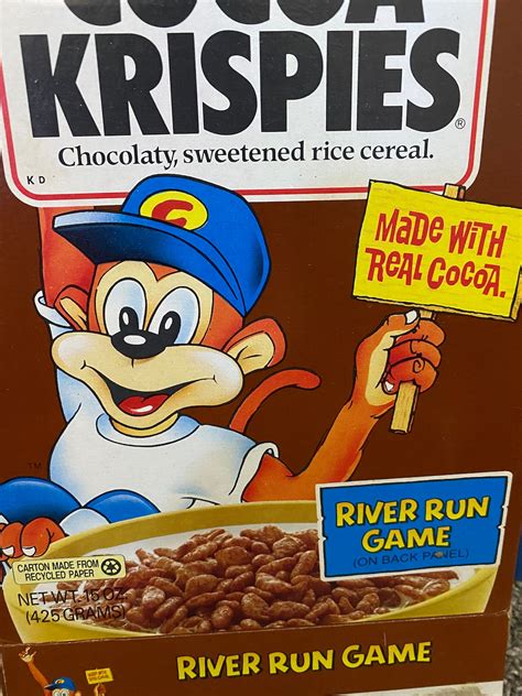 Vintage 1990 Kelloggs Cocoa Krispies Cereal Box River Run Game Etsy