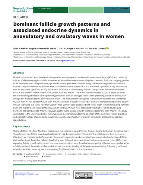 PDF Dominant Follicle Growth Patterns And Associated Endocrine