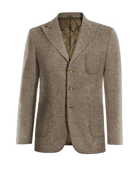 Braunes Tweed Spitz Revers Sakko Mit Ellenbogen Patches Hockerty