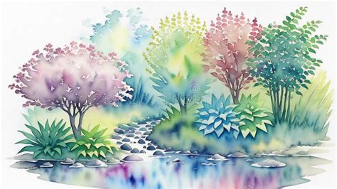 Spring Garden In Pastel Colors Shallow River At Dawn Horizontal Video