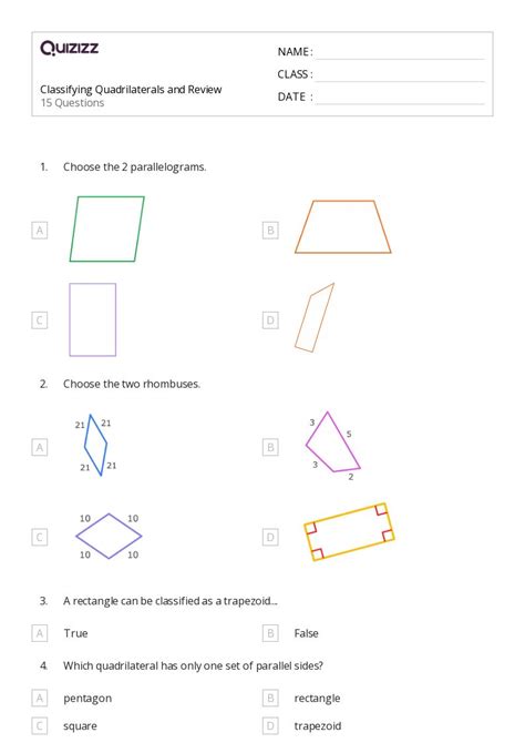 50 Classifying Quadrilaterals Worksheets For 3rd Grade On Quizizz