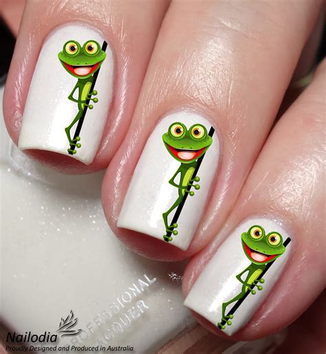 Cute Happy Frog Nail Art Decal Sticker Nailodia