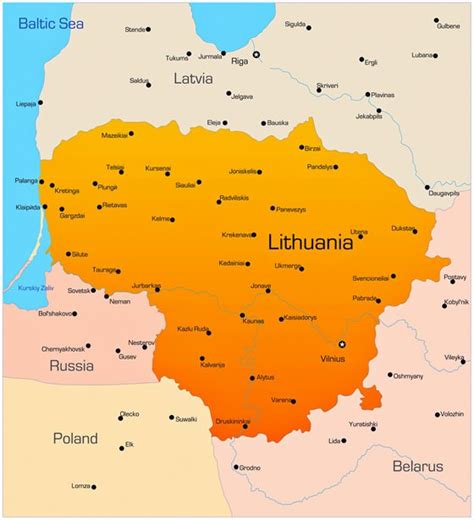 Mapa De Ciudades De Lituania