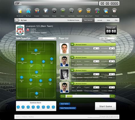 Football manager Live!!! on Behance