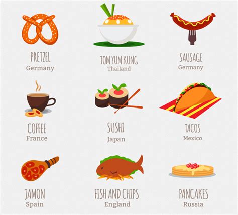 9 World Food Icon Vector Vectors Graphic Art Designs In Editable Ai