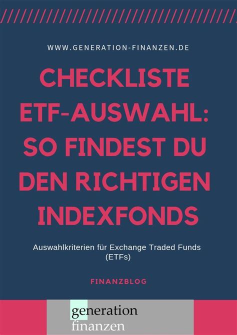 Etf Auswahlkriterien So Findest Du Den Richtigen Indexfonds