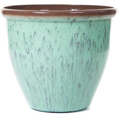 Pot De Fleurs Cylindrique Vert 31cm Running Glaze Cdiscount Jardin