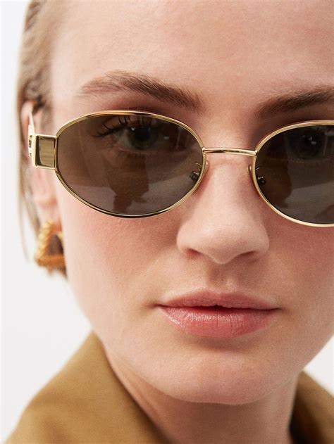 Celine Triomphe Round Metal Sunglasses Lyst