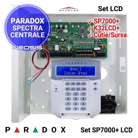 Centrala Alarma Paradox Spectra SP7000 Si Tastatura K32LCD Neosis Ro