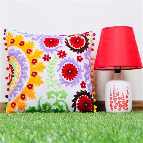 Multicolor Embroidery PURE COTTON SUZANI HAND Embroidered Cushion COVER