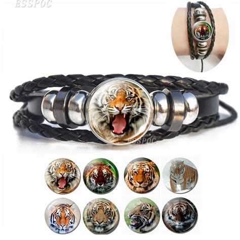 Gro Handel Hei Er Verkauf M Nner Tiger Armband Tiger Kopf Charme Leder