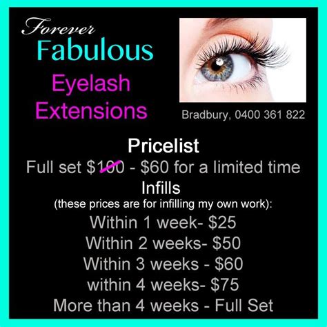 Forever Fabulous Cosmetic Tattoo And Beauty Blog Eyelash Extensions Price List Eyelash