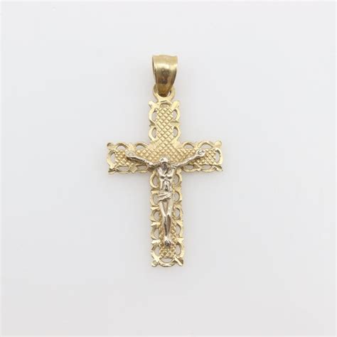 14kt Gold Two Tone Cross Pendant Property Room