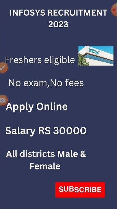 Infosys Recruitment 2023 No Fees No Exam Salary Rs 30000 Ytshorts Govtexamsalert Youtube