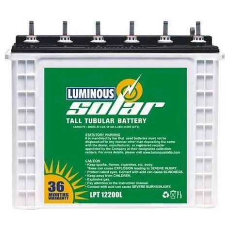 Luminous Solar Ah Tall Tubular Battery V Warranty Years Rs