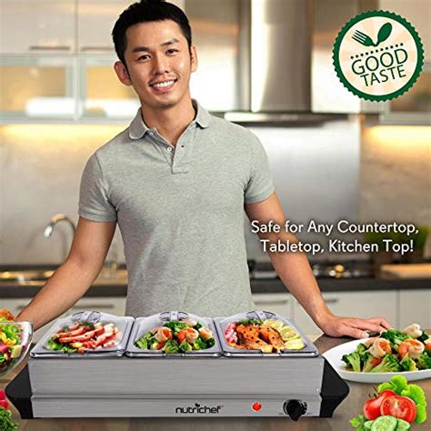 NutriChef Hot Plate Food Warmer Buffet Server Chafing Dish Set Portable Stainless Steel