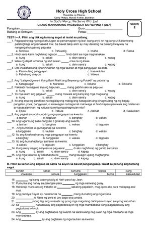 Pang uring pahambing worksheet 1 - Panuto: Bilugan ang tamang pang-uri para sa kaantasang - Studocu