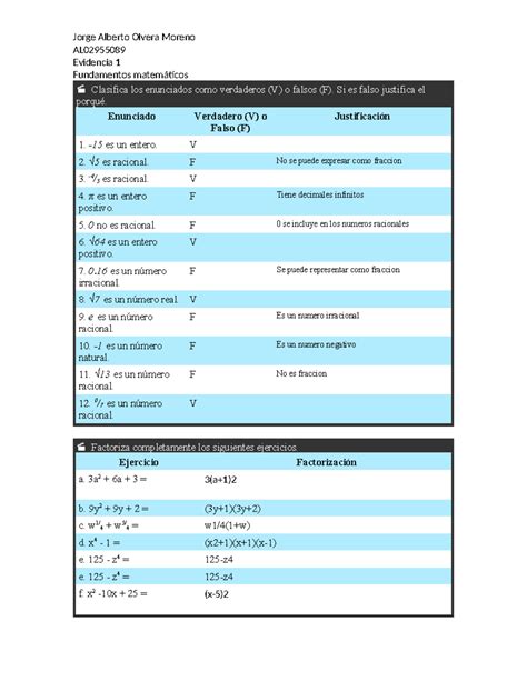 Evidencia 1 Fundamentos Matematicos AL Evidencia 1 Fundamentos