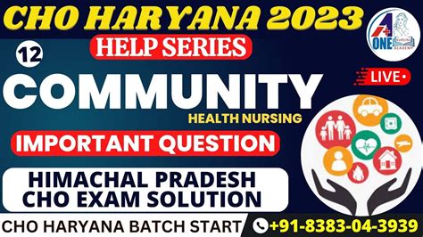 COMMUNITY HEALTH NURSING NHM HARYANA CHO VACANCY 2023 IMPORTANT MCQ