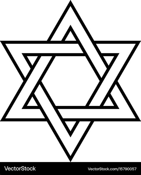 Jewish Star Of David Six Pointed Star In Black Vector Image