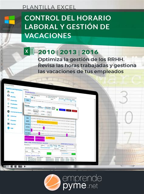 Plantilla Para El Control Del Horario Laboral Y Gestión De Vacaciones Y