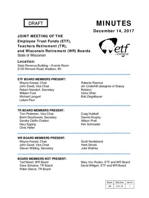 Fillable Online Etf Wi Wisconsin Retirement Board Location Etf Wi Gov